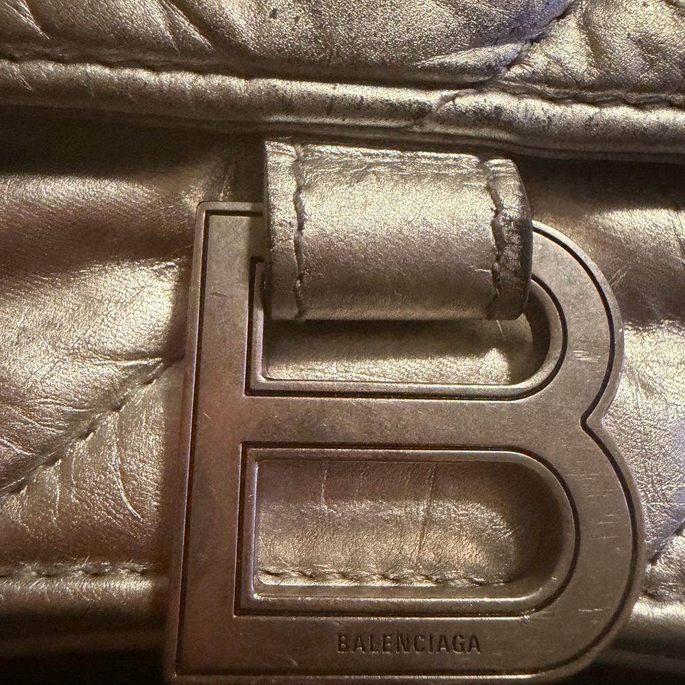 Balenciaga Metallic Silver Quilted Shoulder Bag - Picture 12 of 16